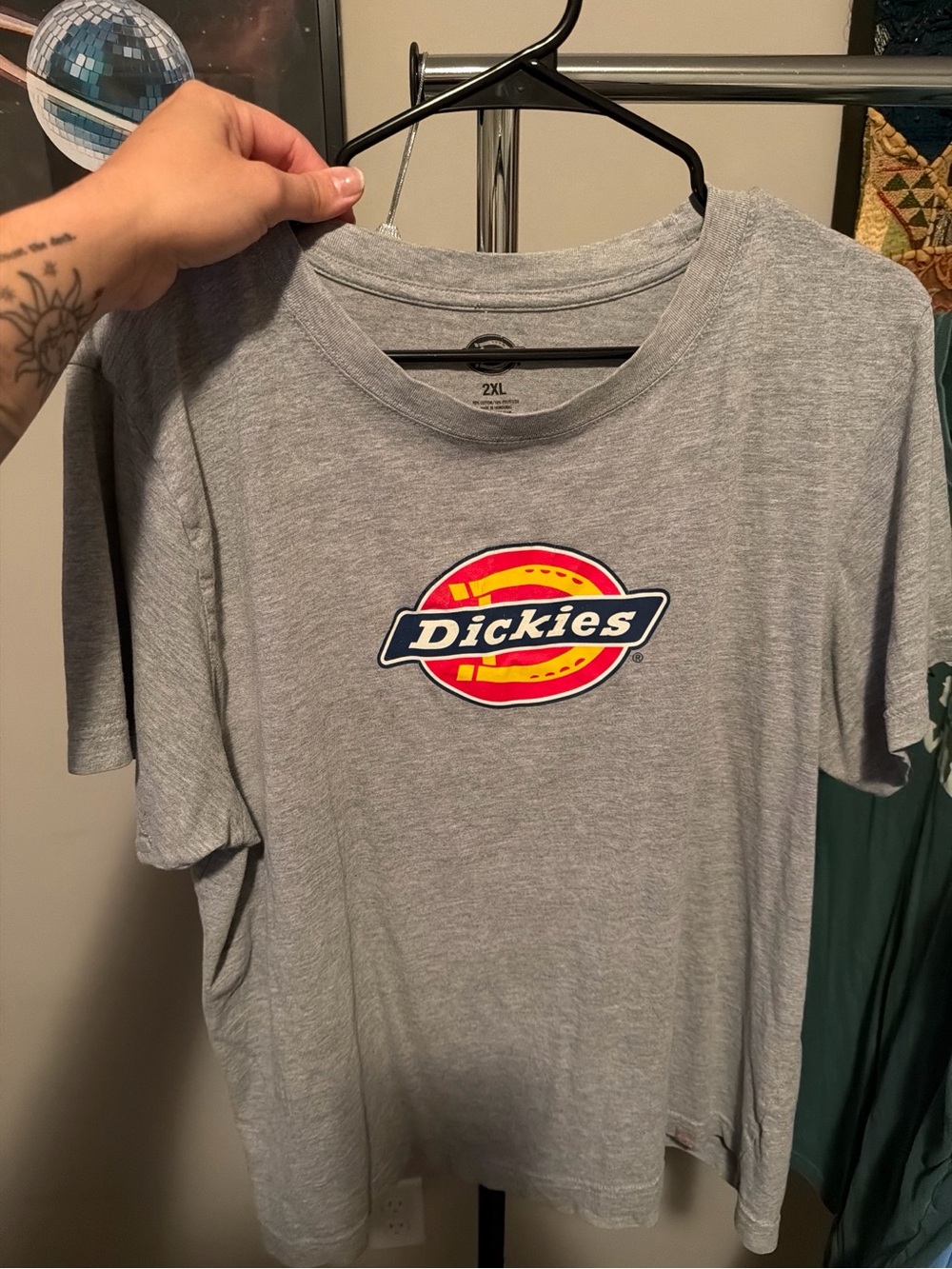 Dickies Gray Short Sleeve Tee with Red and Yellow Logo
